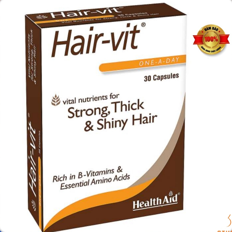 Viên Uống Nuôi Dưỡng Tóc HAIR-VIT HEALTHAID Hộp 30 viên, Hỗ trợ kích thích mọc tóc nhanh, ngăn ngừa rụng tóc-Anh Quốc