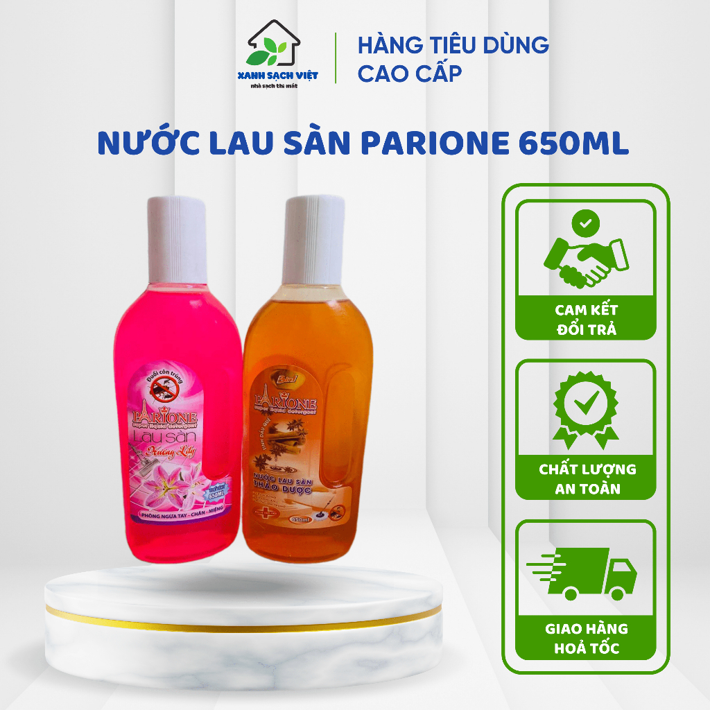 Nước lau sàn Parione diệt khuẩn đuôi côn trùng thảo dược tinh dầu quế và hương lily sạch bong sáng bóng 650ml