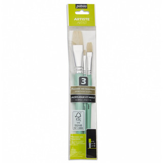 Set 3 cọ flat cọ dẹt lông thú pebeo