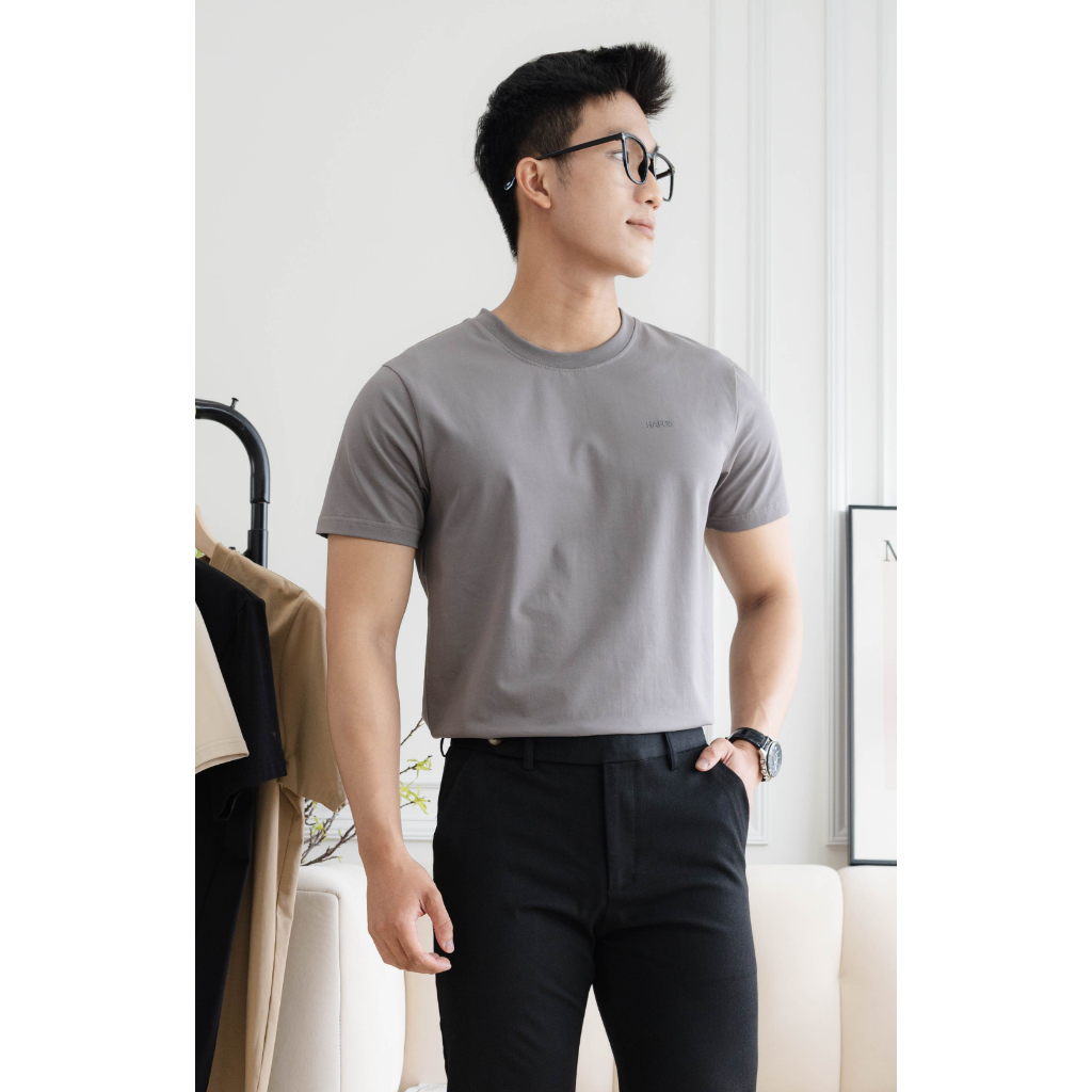 Áo thun nam cổ tròn HAFOS cao cấp, lịch lãm HAFOS