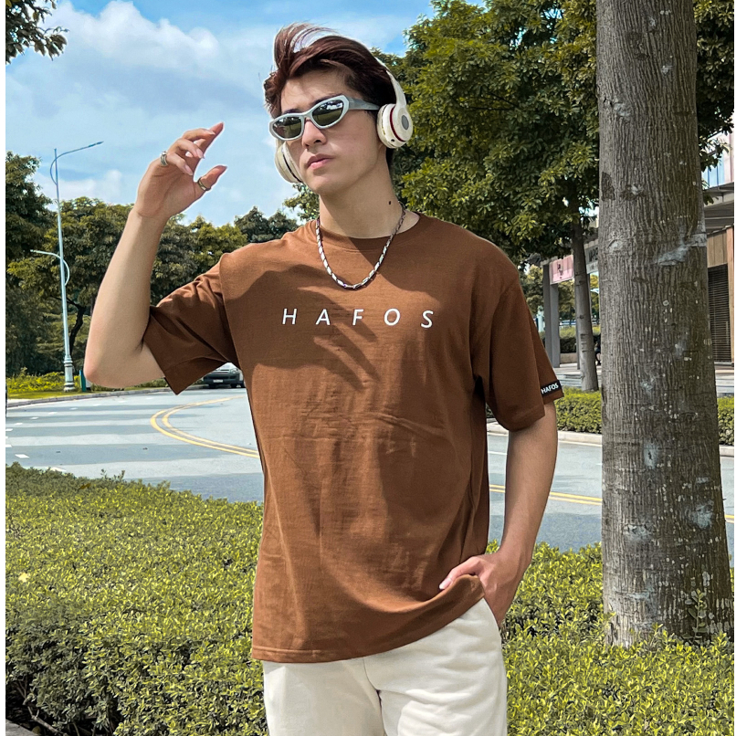 Áo thun unisex HAFOS PREMIUM form rộng, cổ tròn Cotton cho nam nữ