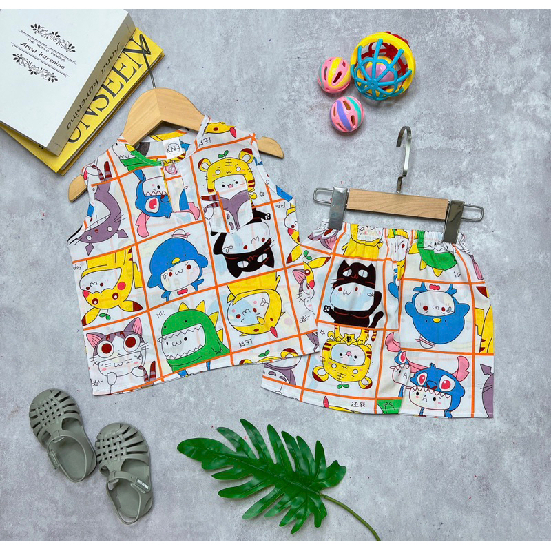 Bộ tole/lanh bé trai sát nách quần đùi - KN Kids