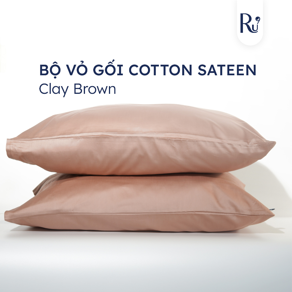 [New] Bộ Vỏ Gối Cotton Sateen Ru9 Cao Cấp, Mềm Mịn Thoáng Khí Giúp Ngủ Ngon, Kích Thước 50x70cm - Nhiều Màu Sắc