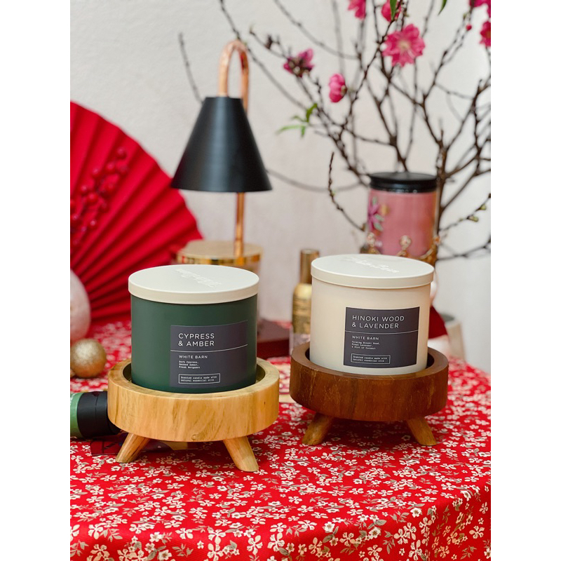 Đế gỗ decor để nến thơm/phụ kiện/bình trà