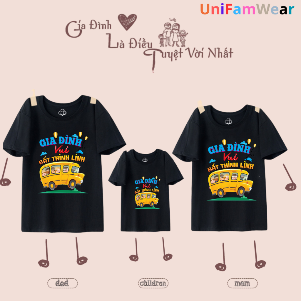 Áo Thun Gia Đình, Set Áo Đồng Phục Gia Đình 3,4,5 Người Đi Chơi Du Lịch Biển, HÌnh Gia Đình Vui Bất Thình Lình