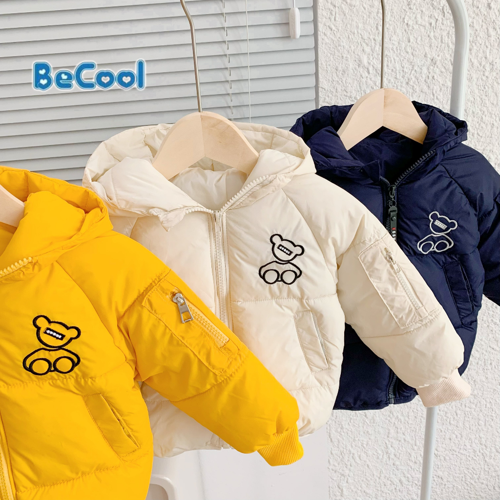 Áo Khoác Cho Bé, Áo Khoác Siêu Nhẹ Thêu Hình Gấu Cực Ấm Cho Bé MINKY BABY