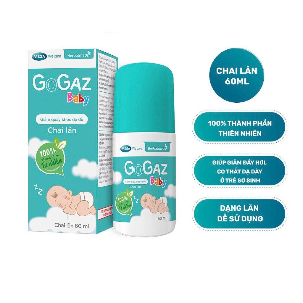 Chai lăn giảm đầy hơi, quấy khóc cho trẻ sơ sinh Mega We Care Gogaz Baby -Chính Hãng