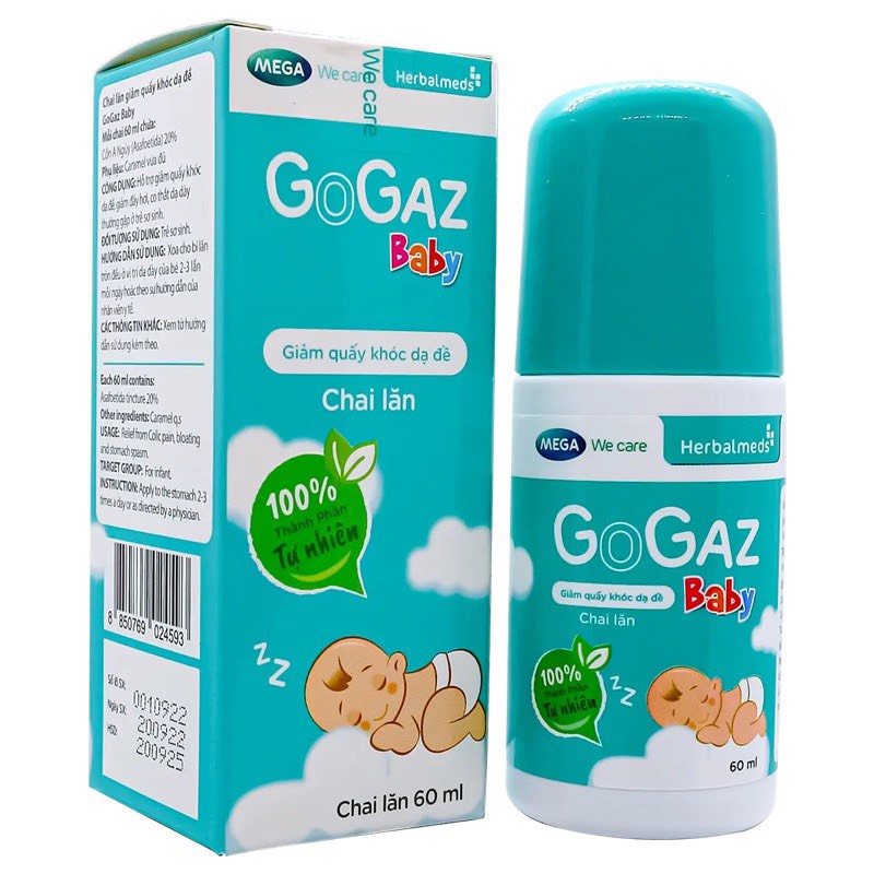 Chai lăn giảm đầy hơi, quấy khóc cho trẻ sơ sinh Mega We Care Gogaz Baby -Chính Hãng