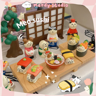 Mô hình mèo mini Meo Sushi decor bàn học