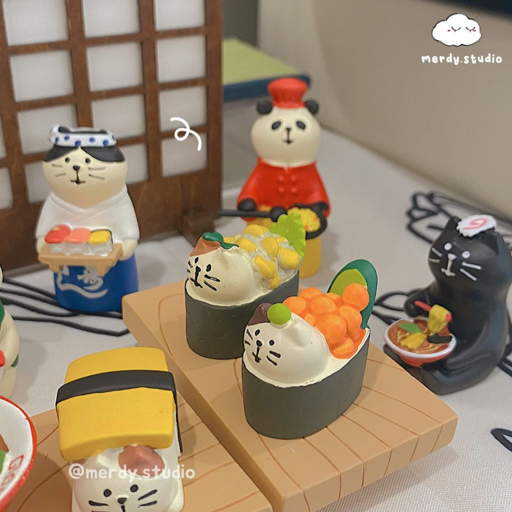 Mô hình mèo mini Meo Sushi decor bàn học
