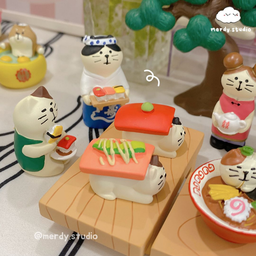 Mô hình mèo mini Meo Sushi decor bàn học