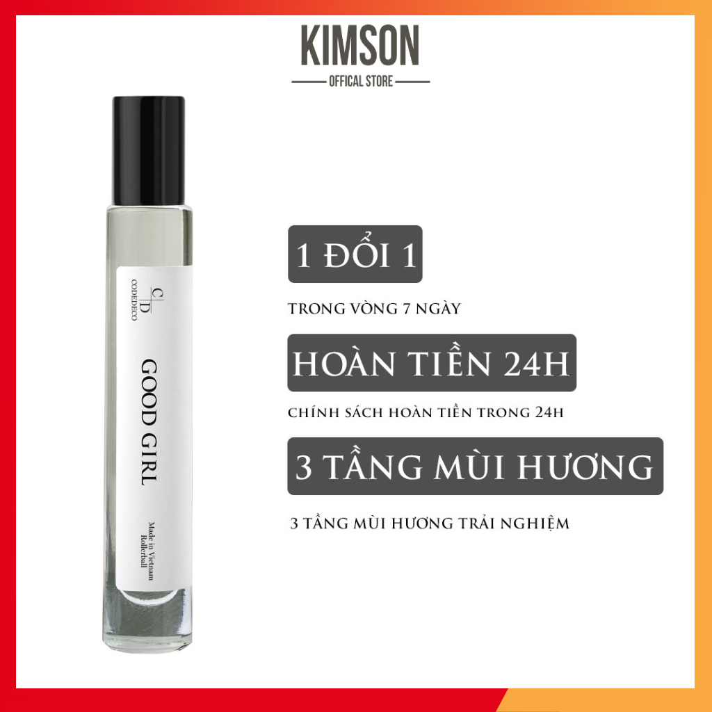 Tinh dầu nước hoa lăn CODEDECO Good Girl 10ml, Cá Tính, Ngọt Ngào, Gợi Cảm