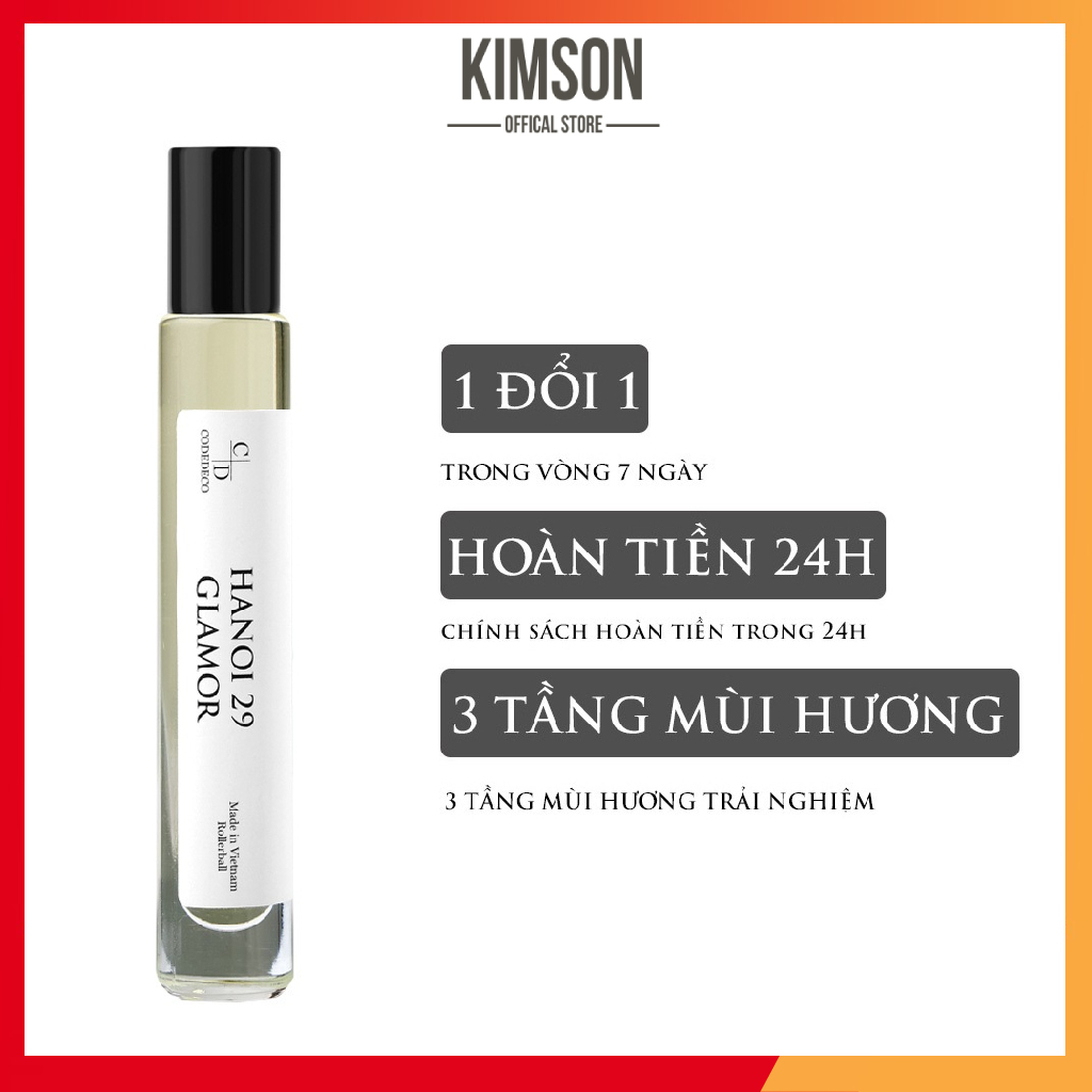 Tinh dầu nước hoa dạng lăn nữ CODEDECO Hanoi 29 Glamor 10ml, Nhẹ Nhàng, Thanh Lịch, Tinh Tế