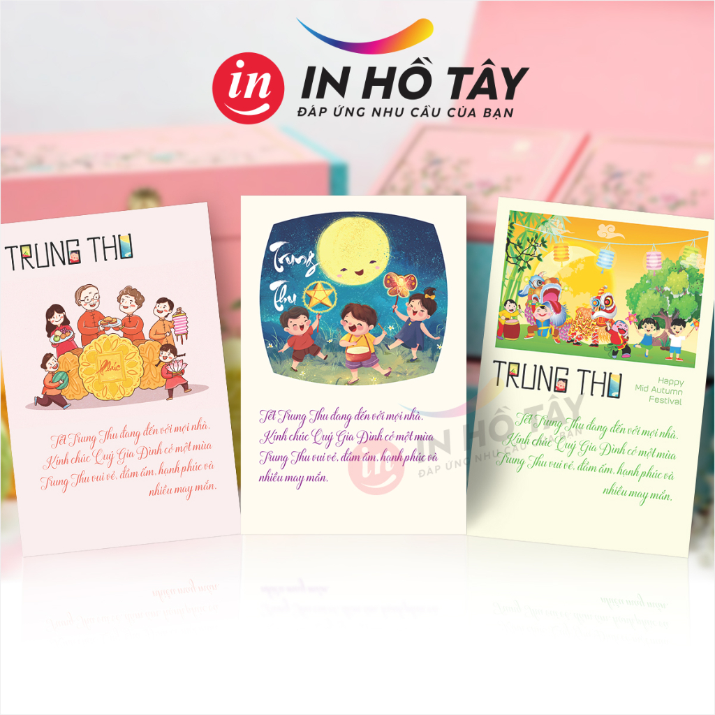 Thiệp trung thu nhiều mẫu đẹp kt 9x13,5cm BO10