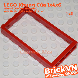 [1 Cái] LEGO Khung Cửa 1x4x6 Màu Đỏ (KHÔNG kèm kính) ID 4550015 60596