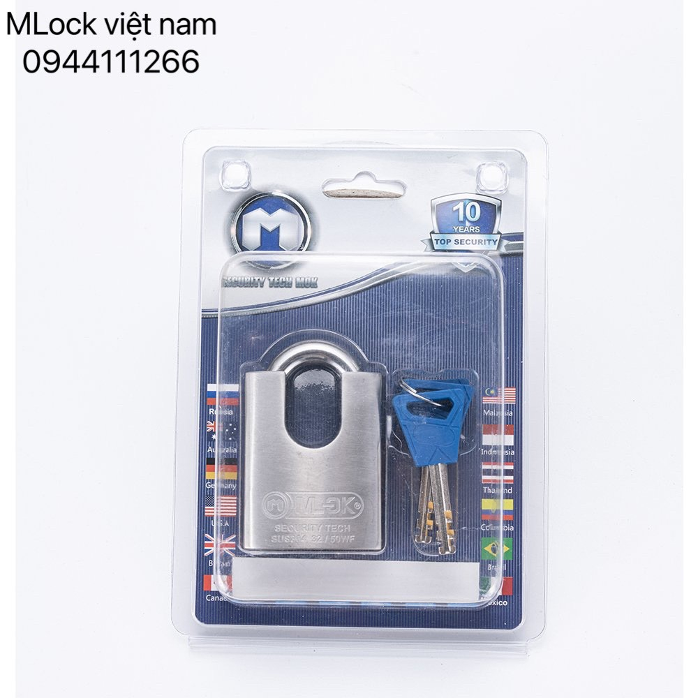 Ổ khoá, khóa mlock inox 304 chống cắt, 4 chìa vi tính