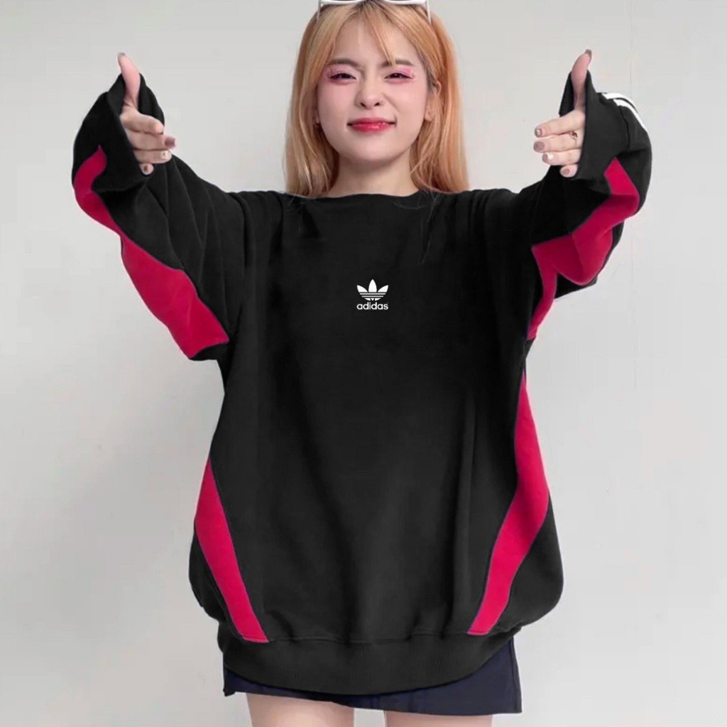 Áo Sweater Adidas Cao Cấp chính hãng nỉ dài tay unisex, Áo swt nam nữ form rộng tay phối sọc siêu đẹp siêu hót ACA_store
