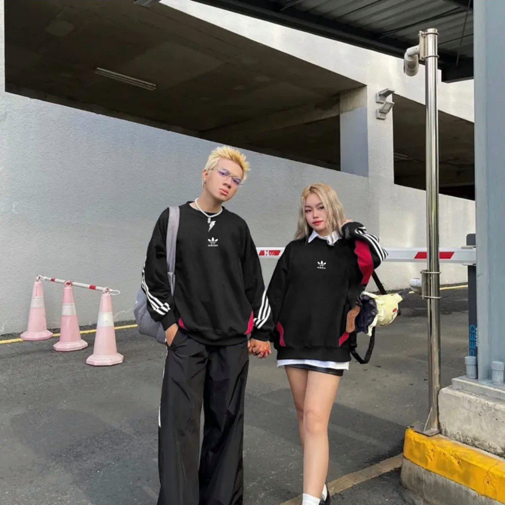 Áo Sweater Adidas Cao Cấp chính hãng nỉ dài tay unisex, Áo swt nam nữ form rộng tay phối sọc siêu đẹp siêu hót ACA_store
