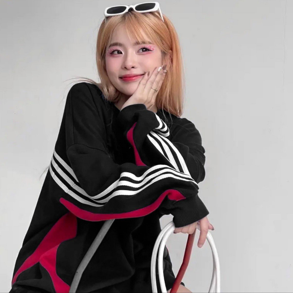 Áo Sweater Adidas Cao Cấp chính hãng nỉ dài tay unisex, Áo swt nam nữ form rộng tay phối sọc siêu đẹp siêu hót ACA_store