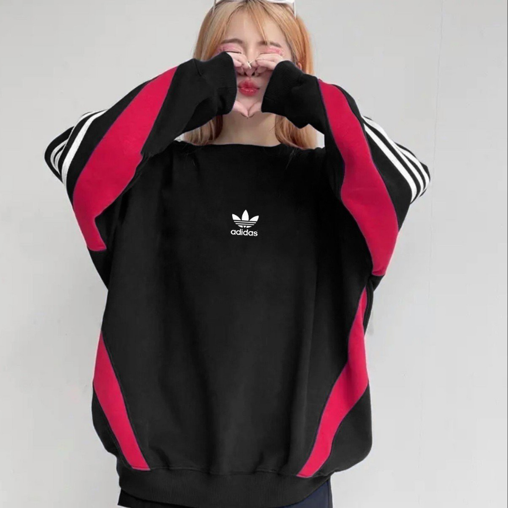 Áo Sweater Adidas Cao Cấp chính hãng nỉ dài tay unisex, Áo swt nam nữ form rộng tay phối sọc siêu đẹp siêu hót ACA_store