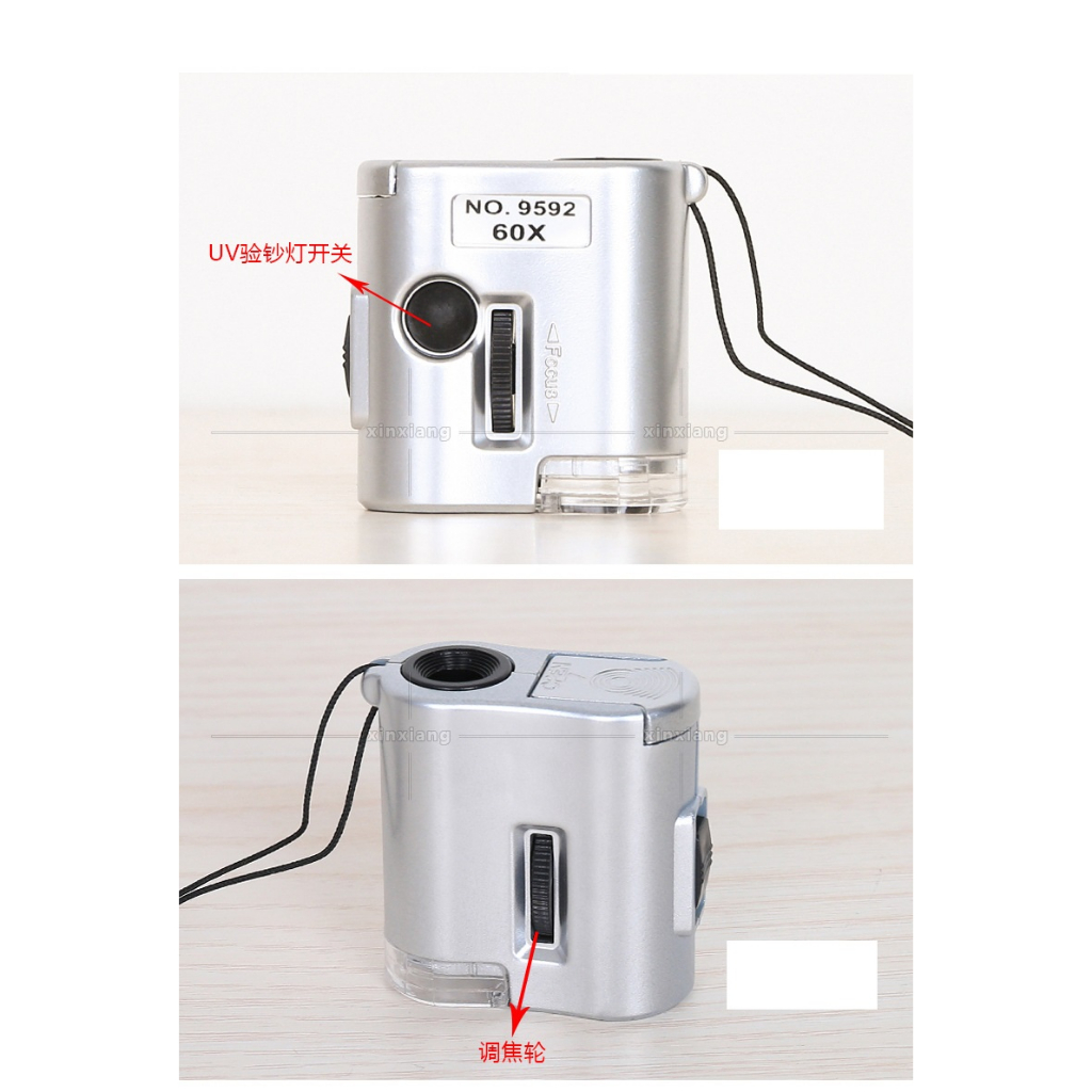 Kính Hiển Vi Bỏ Túi Mini 60X , Kính Lúp soi trang sức có đèn LED UV