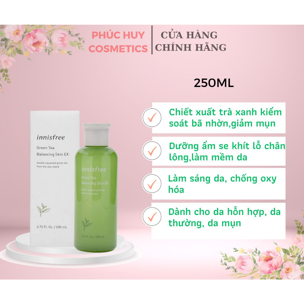 NƯỚC HOA HỒNG INNISFREE TRÀ XANH GREEN TEA BALANCING SKIN EX 200ML