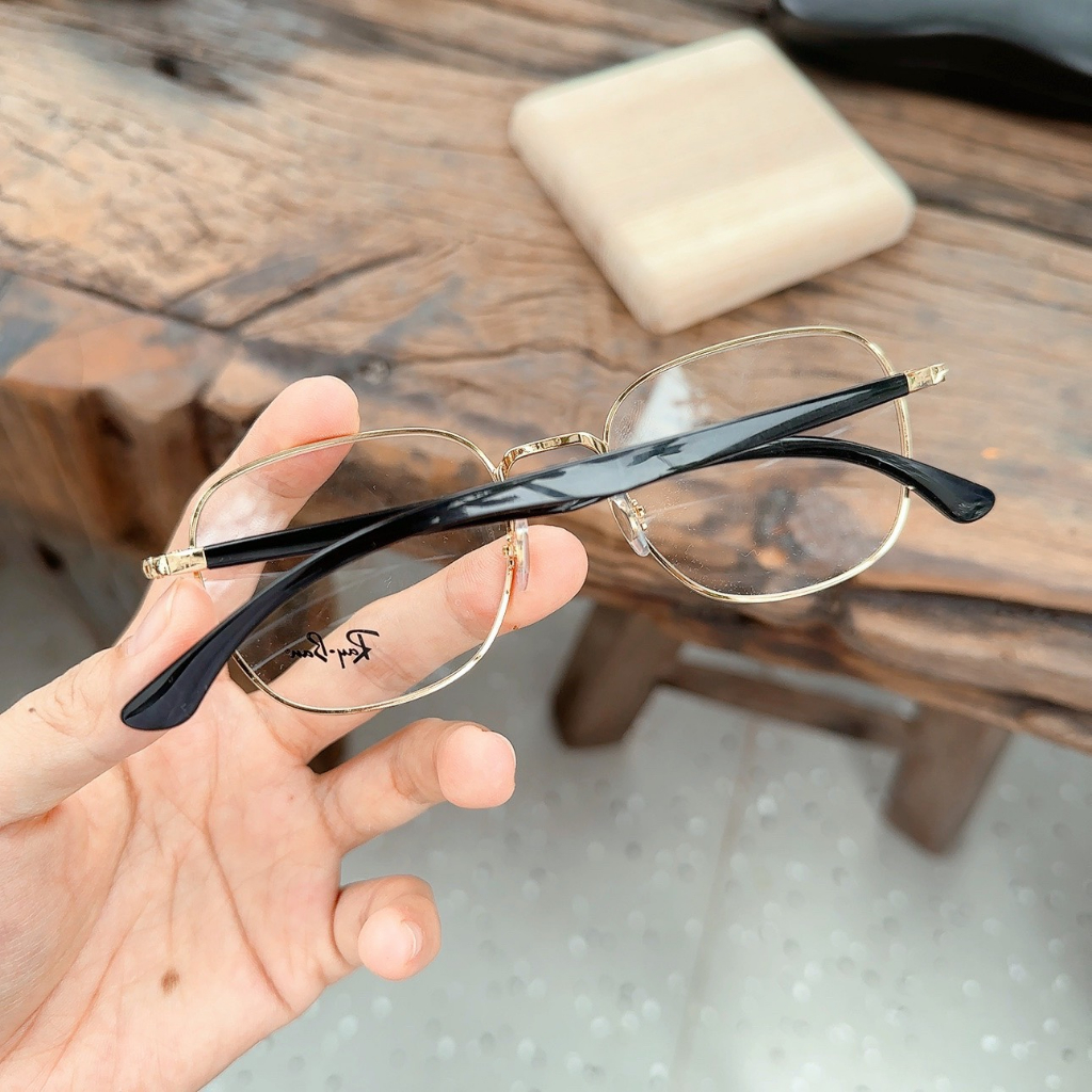 Gọng cận RayBan Demo Square viền đen mix vàng gold RX6477 2991