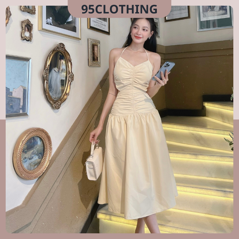 Đầm Xoè Cổ Yếm Cut Out, Váy nữ tiểu thư ulzzang dễ thương kiểu hàn 95CLOTHING