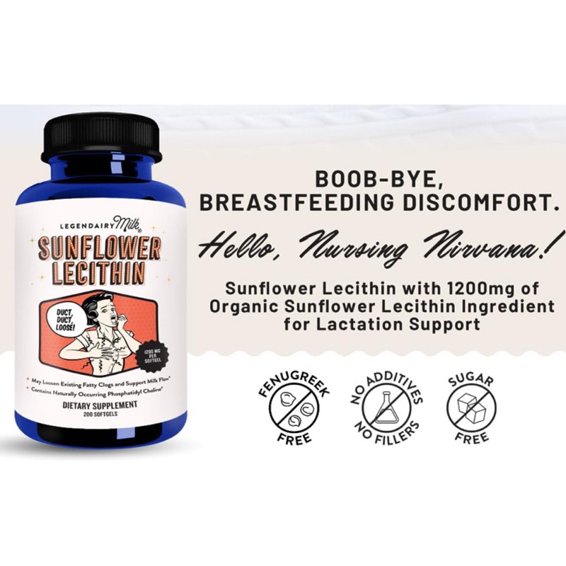 Viên Uống Chống Tắc Tia Sữa Sunflower Lecithin Legendairy Milk - Mỹ Hộp 200v