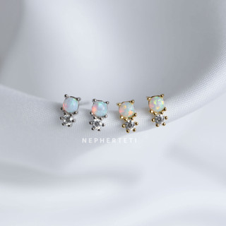 Khuyên tai bạc 925 mini - Đá opal - Nepherteti