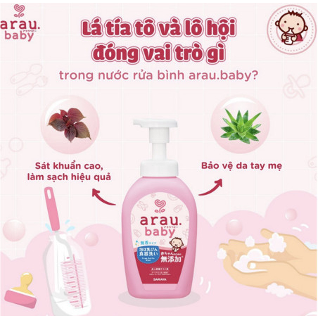 Nước rửa bình sữa Arau Baby dạng chai 500ml / túi 450ml