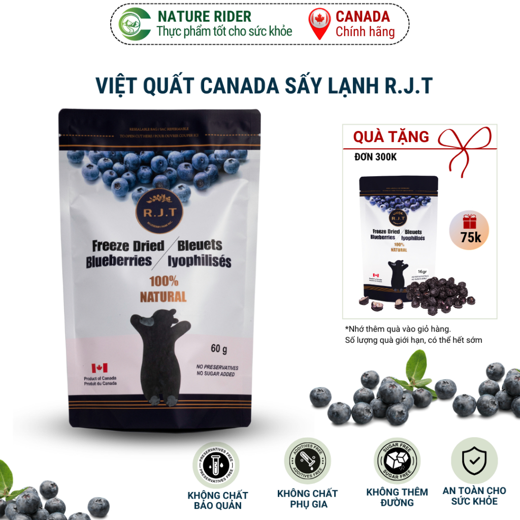 Việt quất sấy lạnh Blueberry - RJT FREEZE DRIED BLUEBRRIES 60gr
