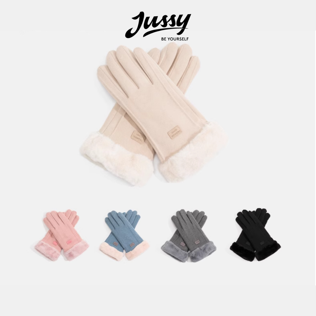Găng Tay Nỉ Lót Lông Giữ Ấm JG06 Jussy Official Bao Tay Cảm Ứng Chống Gió Lạnh Thời Trang Cho Nam Và Nữ