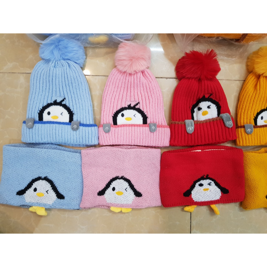 SET MŨ LEN + KHĂN LEN MINKBABY CHO BÉ 1- 10 TUỔI