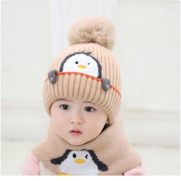 SET MŨ LEN + KHĂN LEN MINKBABY CHO BÉ 1- 10 TUỔI