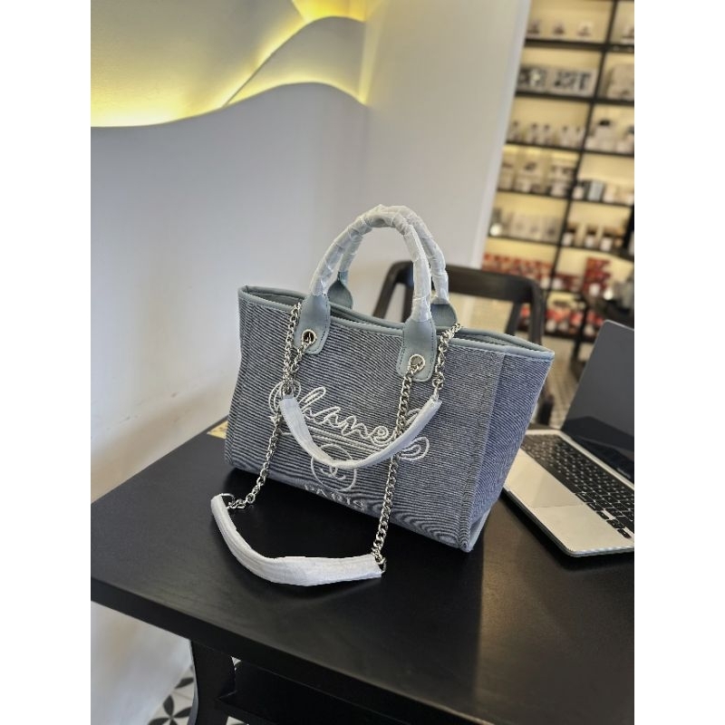 Túi tote hobo shopping xanh jean hoa trà hot hit 32cm