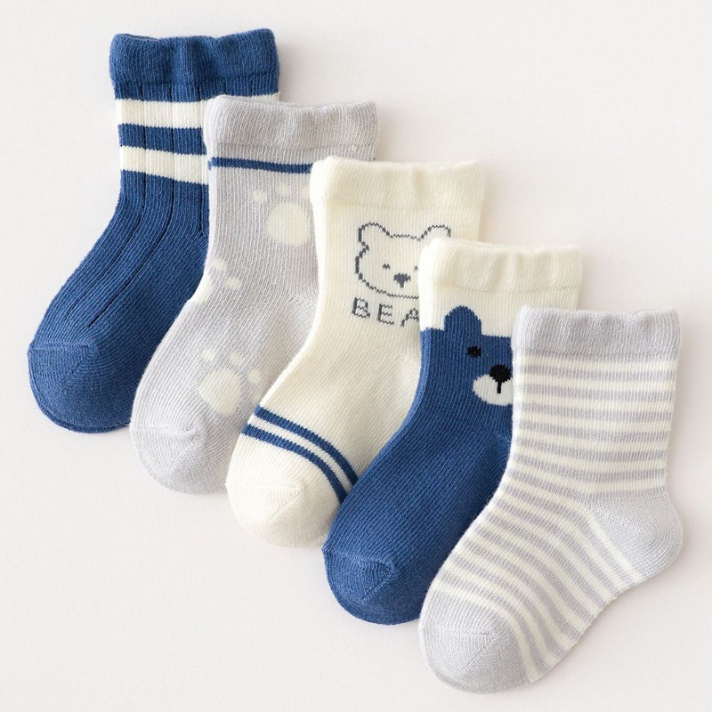 Set 5 đôi tất kidshock cho bé trai bé gái chất cotton dày dặn giữ ấm mùa đông
