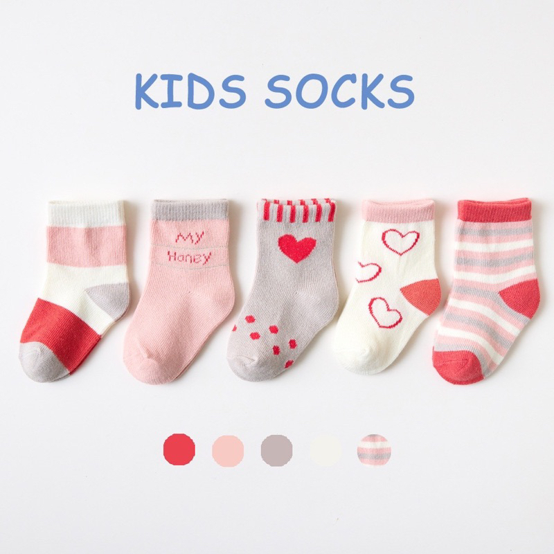 Set 5 đôi tất kidshock cho bé trai bé gái chất cotton dày dặn giữ ấm mùa đông