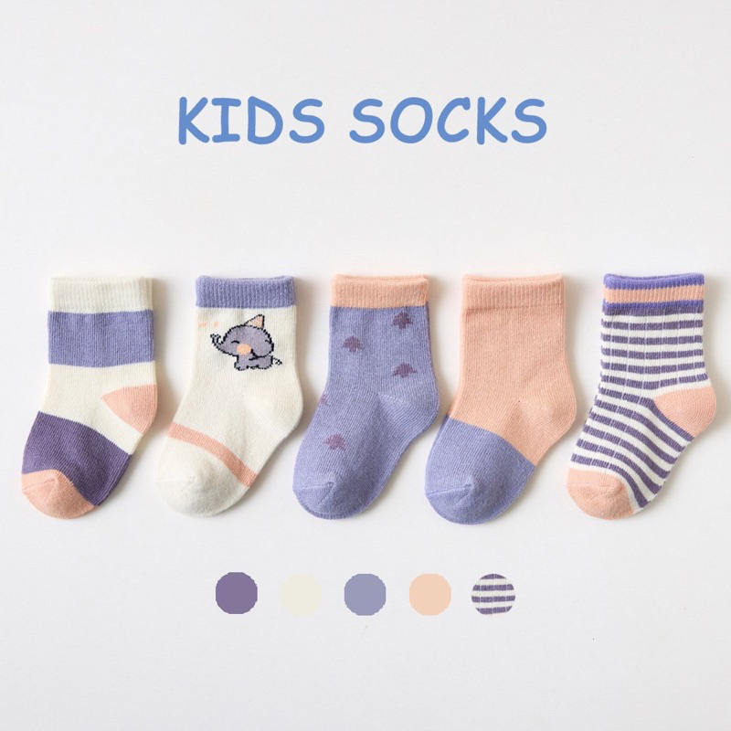 Set 5 đôi tất kidshock cho bé trai bé gái chất cotton dày dặn giữ ấm mùa đông