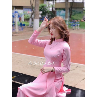Áo dài trơn màu hồng phấn - Áo Dài Đan Linh
