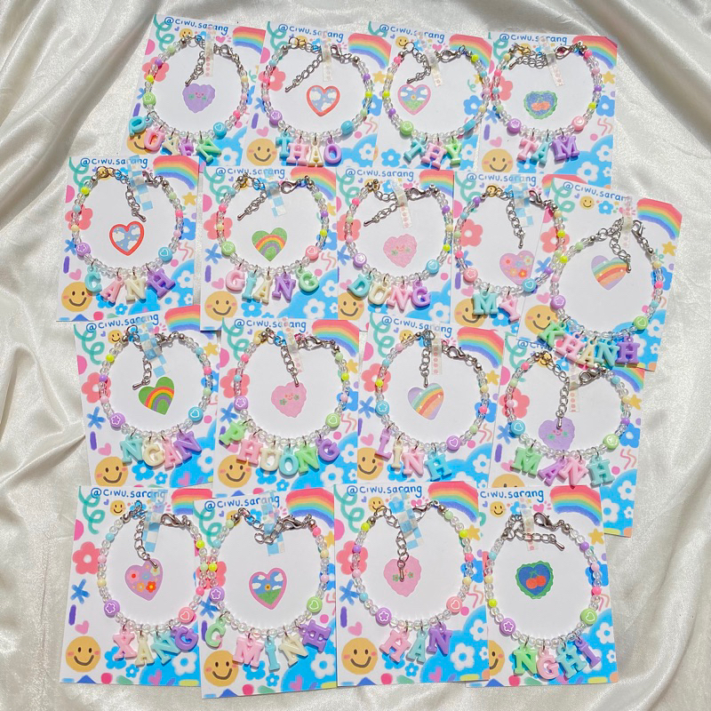 ✿ Vòng cổ vòng tay hạt gắn chữ custom theo yêu cầu tông màu pastel quá cute ♡ Dây chuyền Ciwu ✿