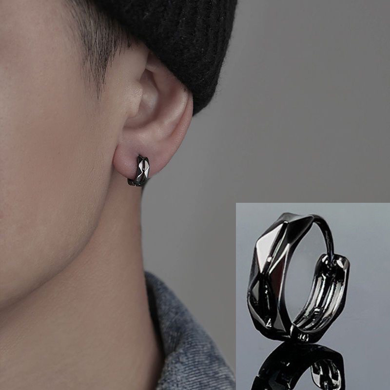 Bông tai nam nữ tròn xoắn thép titan không gỉ khuyên tai bạc hoa tai nụ thời trang phong cách Hàn Quốc KT30