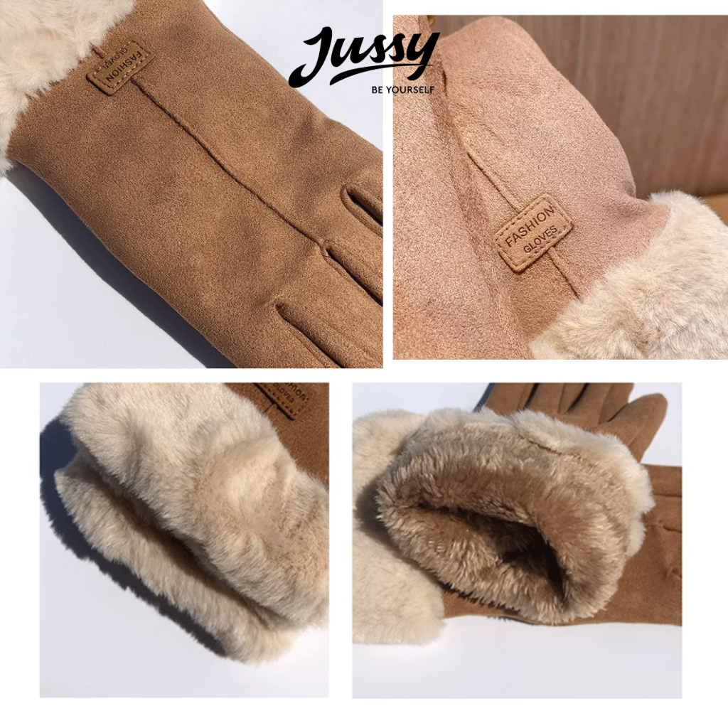 Găng Tay Nỉ Lót Lông Giữ Ấm JG06 Jussy Official Bao Tay Cảm Ứng Chống Gió Lạnh Thời Trang Cho Nam Và Nữ