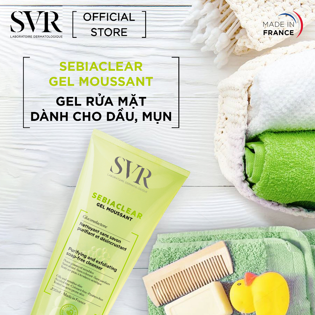 Sữa Rửa Mặt SVR Cho Da Dầu Mụn - SVR Sebiaclear Gel Moussant 200ml Loại Bỏ Tế Bào Da Chết SRM | BigBuy360 - bigbuy360.vn