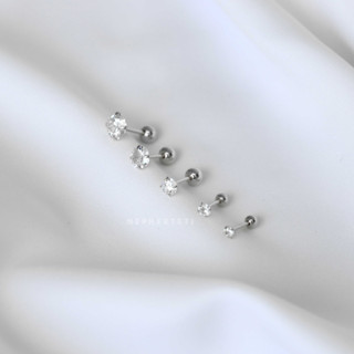 Khuyên tai bạc 925 mini - Nụ đá cơ bản chốt bi vặn (giá 1 chiếc) - Nepherteti