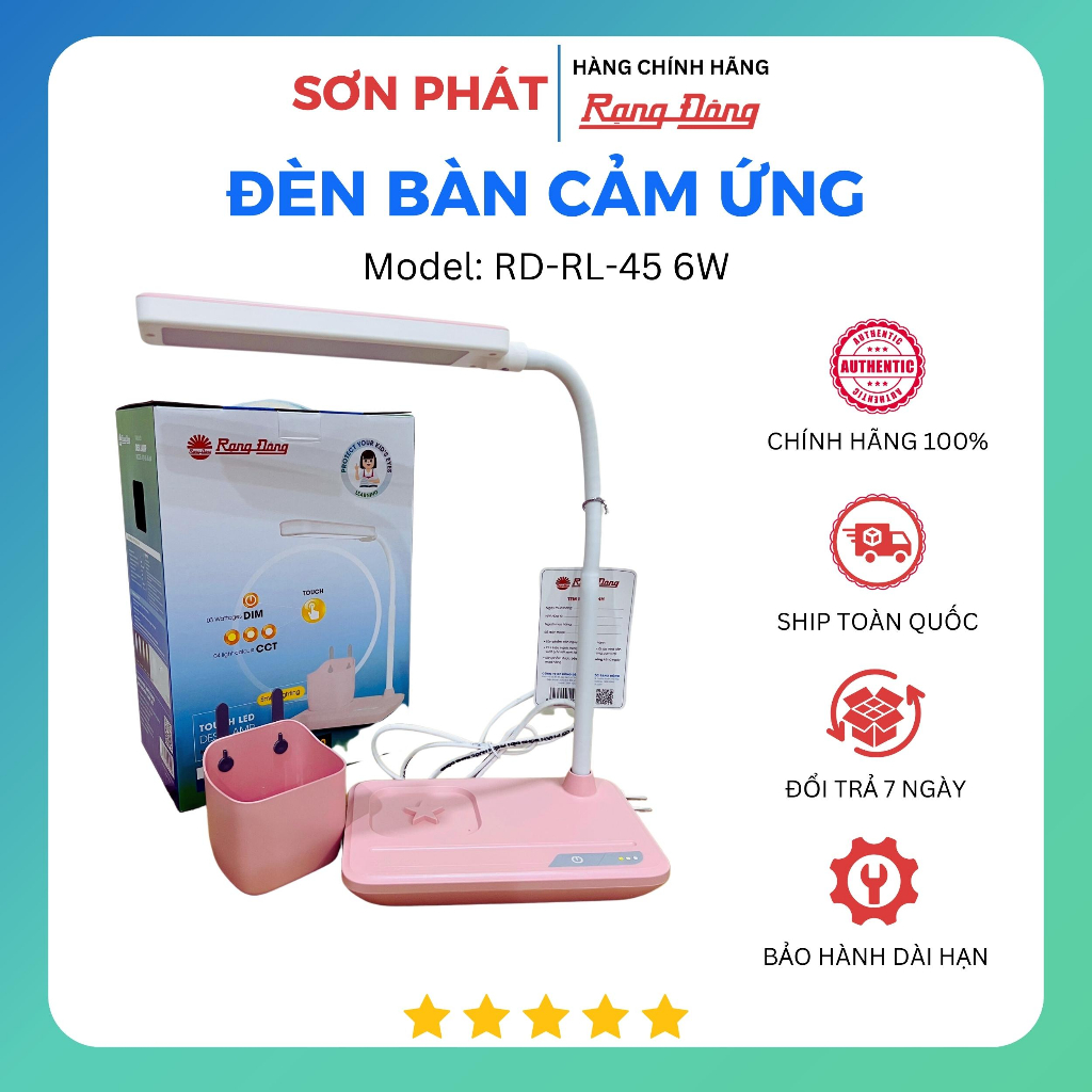 Đèn bàn học cảm ứng  bảo vệ Thị lực Rạng Đông RL-45 6W  - BH 24 tháng
