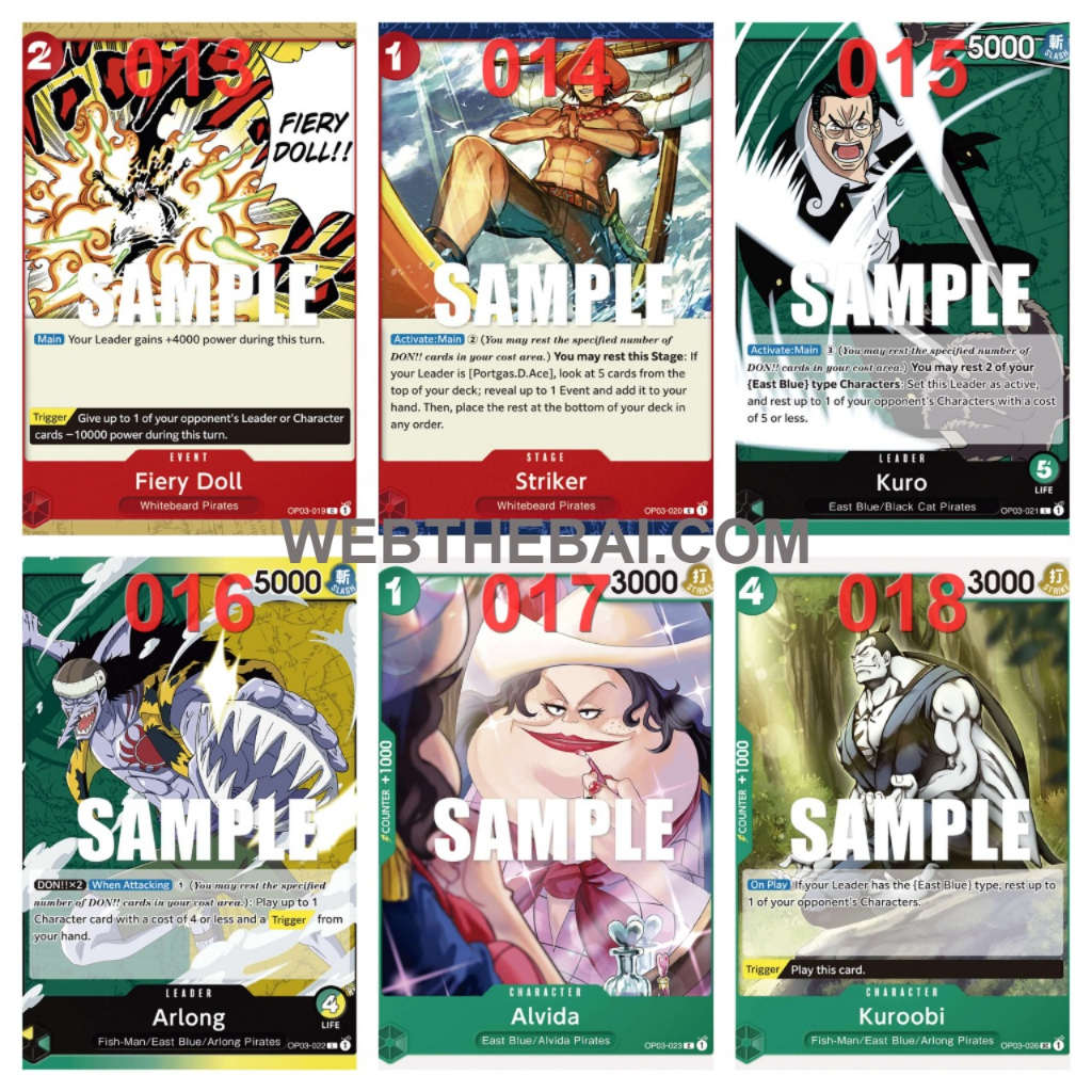 🌟CHÍNH HÃNG🌟 Bài Lẻ One Piece TCG Tiếng Anh Team Đỏ Xanh Lá OP-03 Pillars of Strength