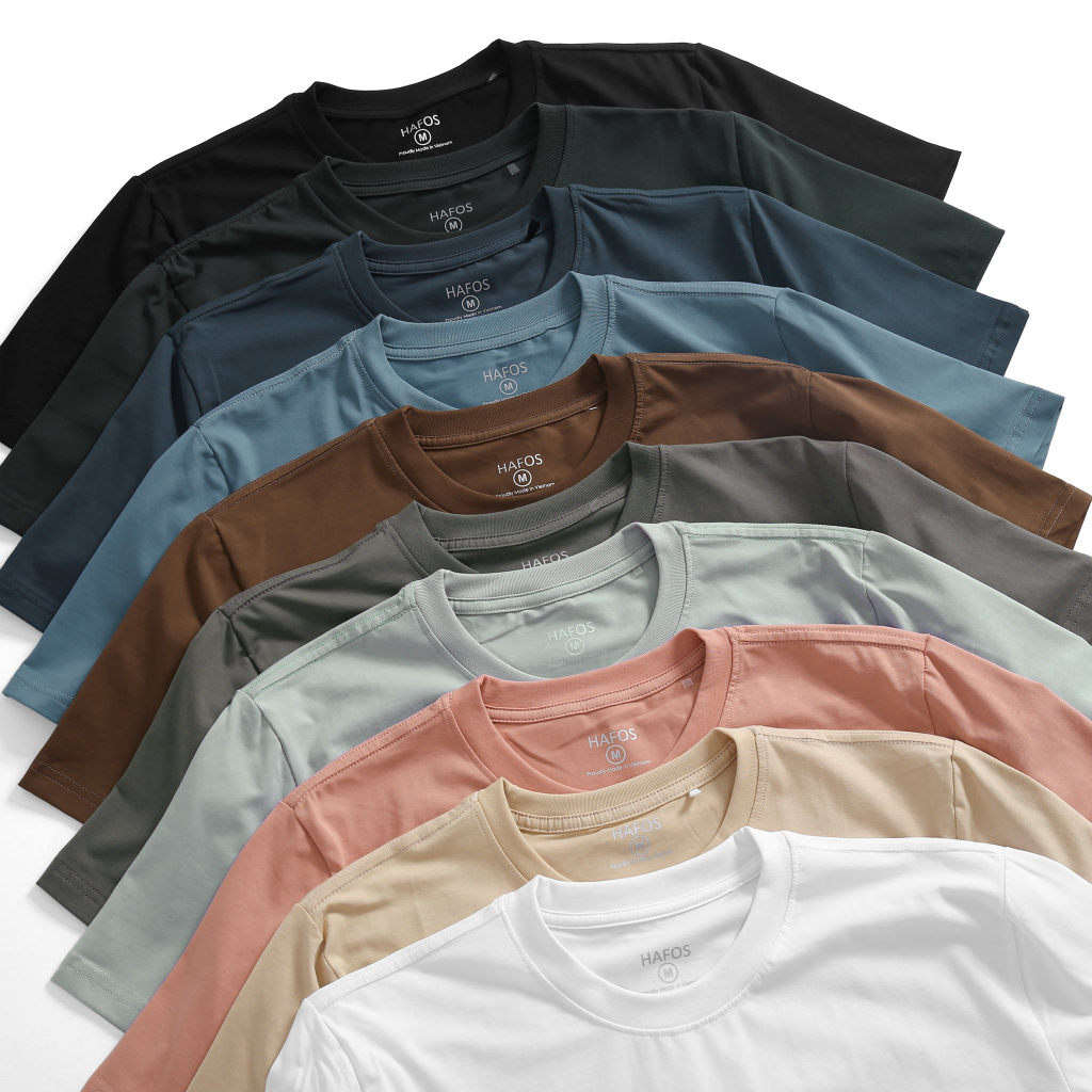 Combo 2 Áo thun nam HAFOS BASIC vải Cotton, thoáng mát