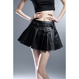 Cazi - Chân váy da xếp ly - Life is too short to wear boring clothes màu bạc đen trẻ trung nhiều size