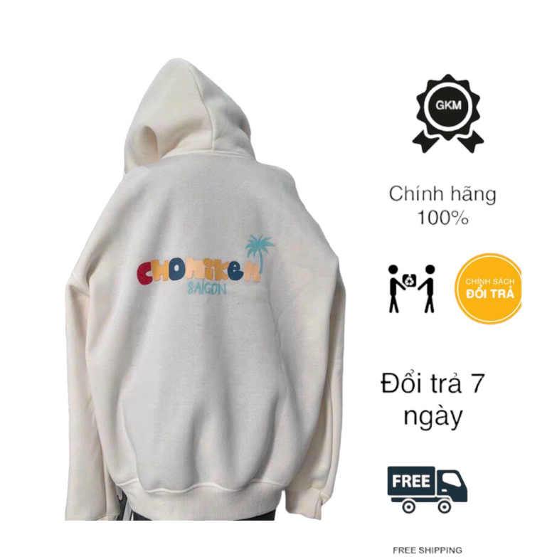 Áo hoodie nữ màu kem phối màu sắc trẻ trung dễ thương GKM